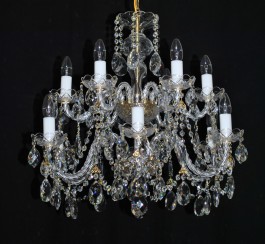 12 Arms silver crystal chandelier with cut crystal body & crystal almonds