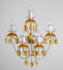 large 5-arm light on the wall with topaz almonds