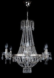Silver strass basket chandelier with 6 arms