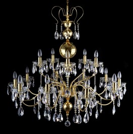 15 Arms gold shining crystal chandelier made of manually pressed brass parts