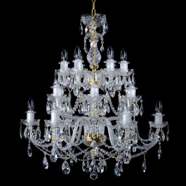 The 18 Arms crystal chandelier with cut crystal almonds.