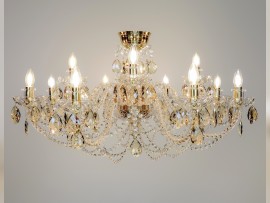 12-arm chandelier version with a height of only 40 cm (without curtain), soft amber