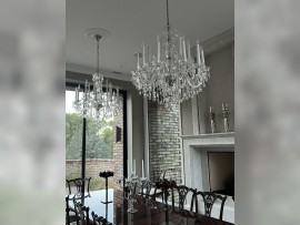 The chandeliers are not only beautiful but also practical with durable glass arms.