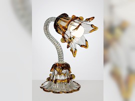 Murano table art lamp with glass shade made of two-tone glass