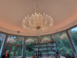 View of a luxurious chandelier from a different angle