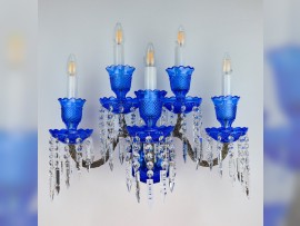 Large blue 5-arm Baccarat wall light.