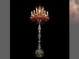Tall Baccarat floor lamp made of three-colored cut glass