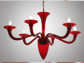 Murano chandelier made of smooth blown glass resembling an "inverted octopus - cephalopod :)"