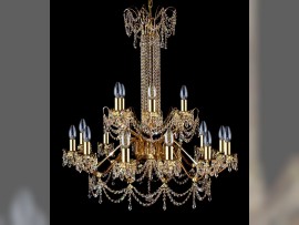 Detail of Strass chandelier made of shiny brass with metal arms, code 6160-12+6-S