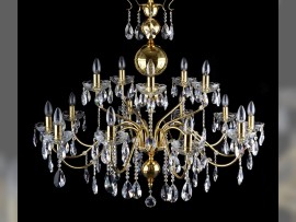 Detail of a 15-arm chandelier made of shiny metal, Code 6460-10+5-S