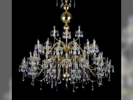 Detail Large residential chandelier with tubular arms dia 154 x 170 cm / 39 bulbs