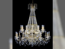 Large Strass Basket Chandelier with Metal Arms in Two Levels, dia 120 x 140 cm / 24 bulbs,  Code 7330-12+12-S