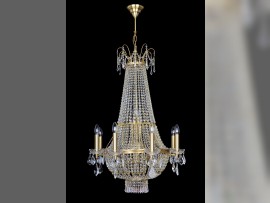 Smaller Strass Basket Chandelier with Metal Arms - Matt Brass, dia 70 x 102 cm / 13 bulbs, Code 7330-13-ZM