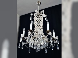 Brass chandelier inlaid with pearls