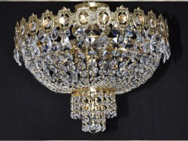 Surface-mounted basket crystal chandelier with small almonds