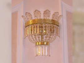Simple Theresian wall light with palm leaves, crystal prisms (there are more variants)
