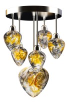 Frosted metal and smoky glass chandelier