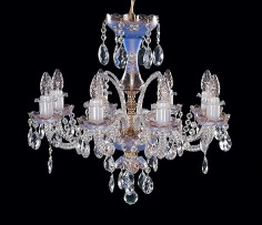 8-arm Sky blue smaller chandelier with crystal almonds