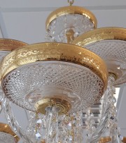 Detail of gilded bowl of the 16-arm chandelier