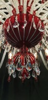 Large lower bowl of the chandelier made of red cut glass