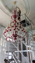 Installation of a large chandelier