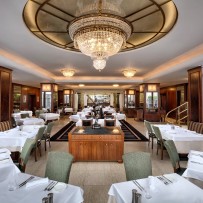 General view of the interior of the luxury restaurant ALCRON Prague