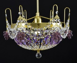 purple basket crystal chandelier off -detail