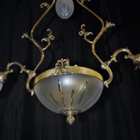 Cut bowl of chandelier made of sandblasted glass