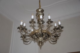 10-arm massive cast chandelier made of cast brass