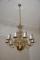 View from below on the tubular arms of the chandelier