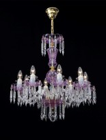 8-arm purple chandelier with cut Baccarat prisms