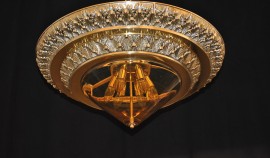 Big Surface mounted chandelier with amber glass