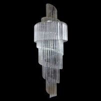 Tall chandelier "waterfall" made of long crystal prisms