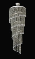 Silver spiral chandelier made of clear crystal glass