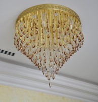 Murano chandelier with a metal plate with spotlights
