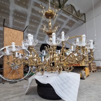 Large solid brass chandelier dia 1.5 m