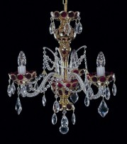 Small pomegranate-red chandelier with gold painting