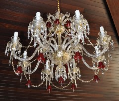 Baccarat crystal chandelier with red bells