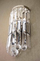 another view of smaller wall light with crystal prisms & crystal balls