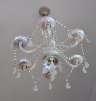 Glass chandelier with metallized surface