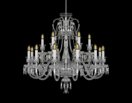 Baccarat lamp with 18 arms silver metal
