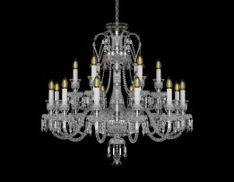 Baccarat lamp with 18 arms silver metal