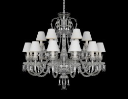 Baccarat lamp with 18 arms silver metal with lampshades