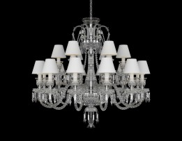 Baccarat lamp with 18 arms silver metal with lampshades