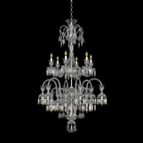 High baccarat chandelier with 18 arms silver metal
