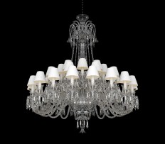 Large 36-arm baccarat chandelier with lampshades
