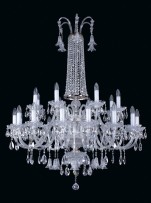 Big wedding chandelier with cut crystal bells, 24 bulbs