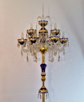 Central part of blue floor lamp with the crystal spike