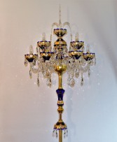 Central part of blue floor lamp with the crystal spike