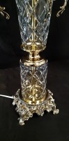 Large table lamp with a large lampshade - detail of cut glass